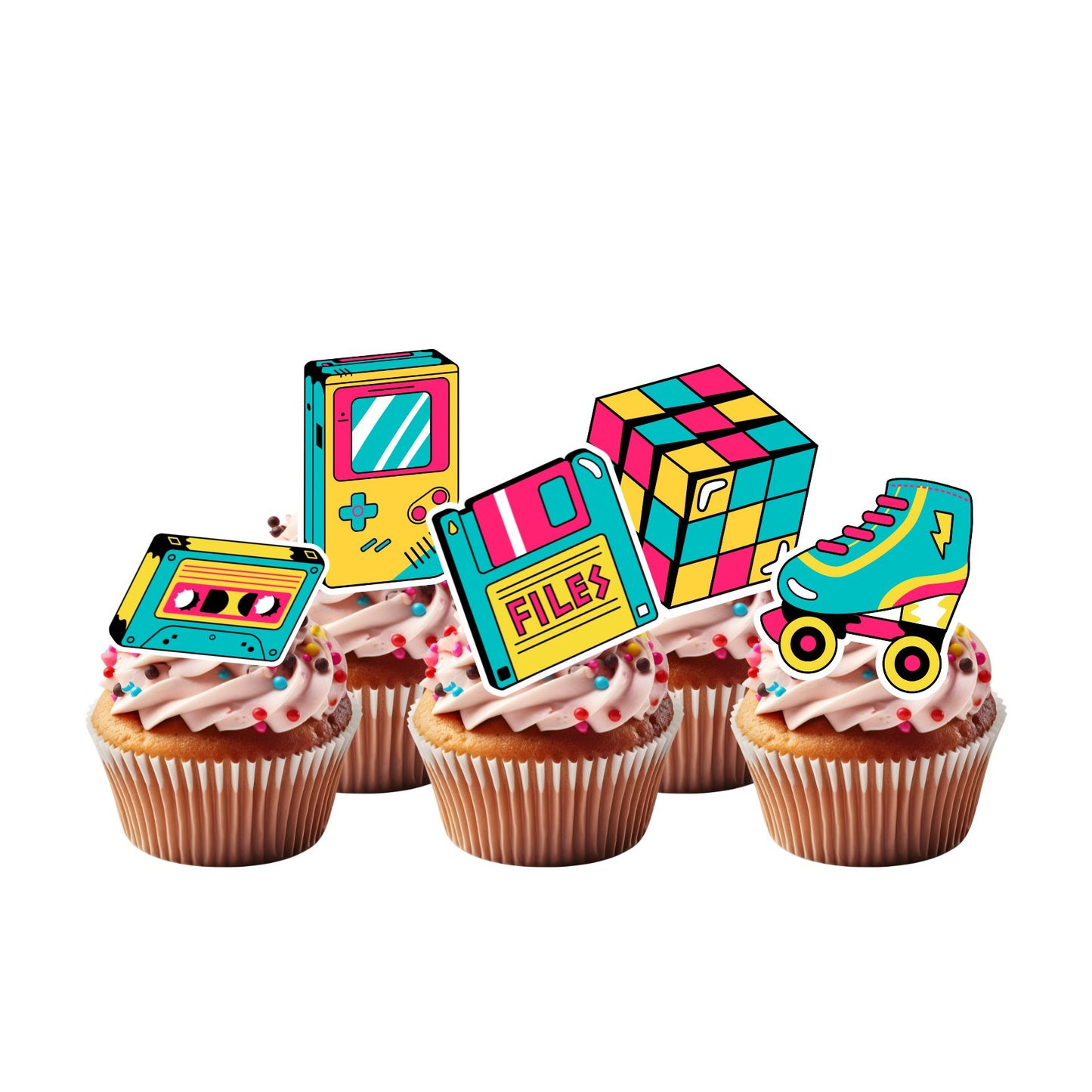 90's Cupcake Toppers - We print, You stick.
