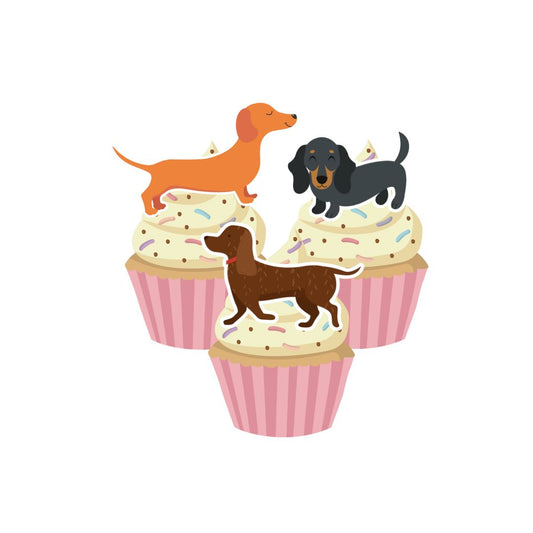 24x Daschund Cupcake Toppers (Premium)